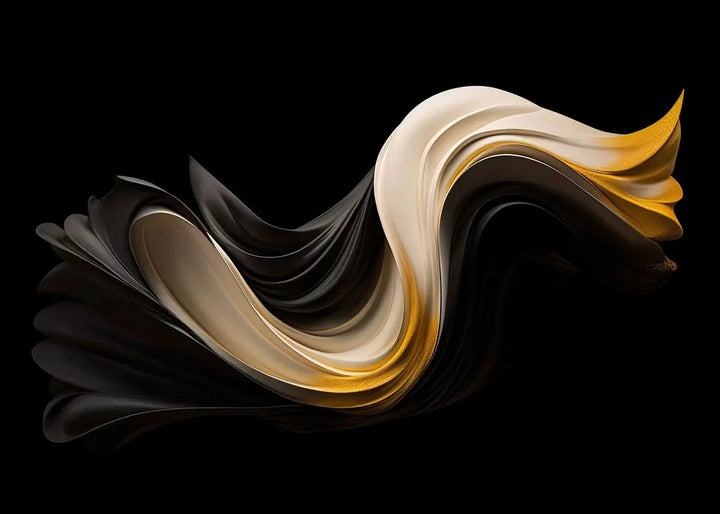 Modern Fluid Geometry Black Gold Abstract Wall Art Fine Art Canvas Prints Pictures For Living Room Dining Room Home Office Decor | Skanto