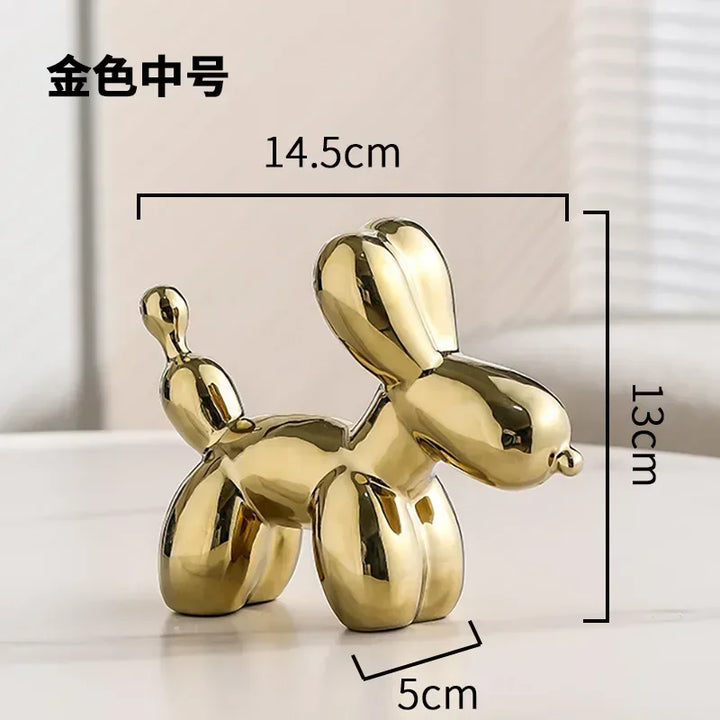 Skanto | Nordisk Keramisk Ballonghund Skulptur Gull Dyre Dekorasjoner Statue Stue Ornament Kreativ Skrivebord Ornament Hjem Dekor