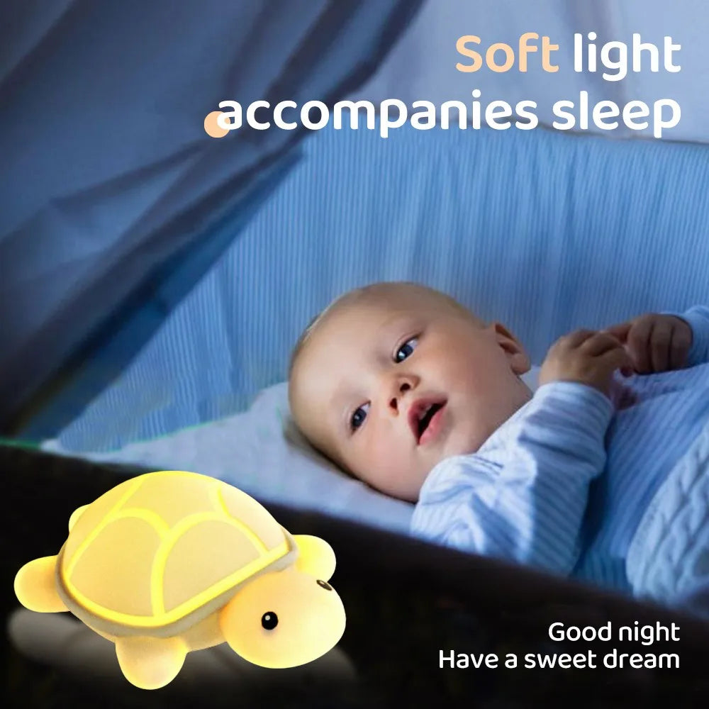 Skanto | ShellGlow LED Nattlampe | Sjekk Skilpadde | Myk Silikon | Fargeforandring & Varmt Lys | USB-C Oppladbar | 10.2 × 15.8 × 6.1 cm