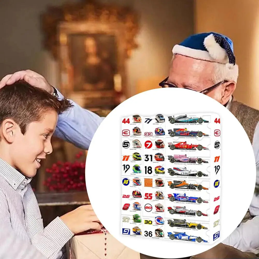 2024 F1 Adventskalender for Barn - Overraskelses Miniatyr Racing Gaver, Jule Nedtelling