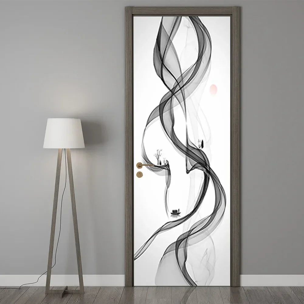 Modern Abstract Pearl Geometric Door Sticker Mural Removable PVC Vinyl Peel N Stick Wall Art Mural Sticker for Indoor Doors Creative DIY Home Deco | Skanto