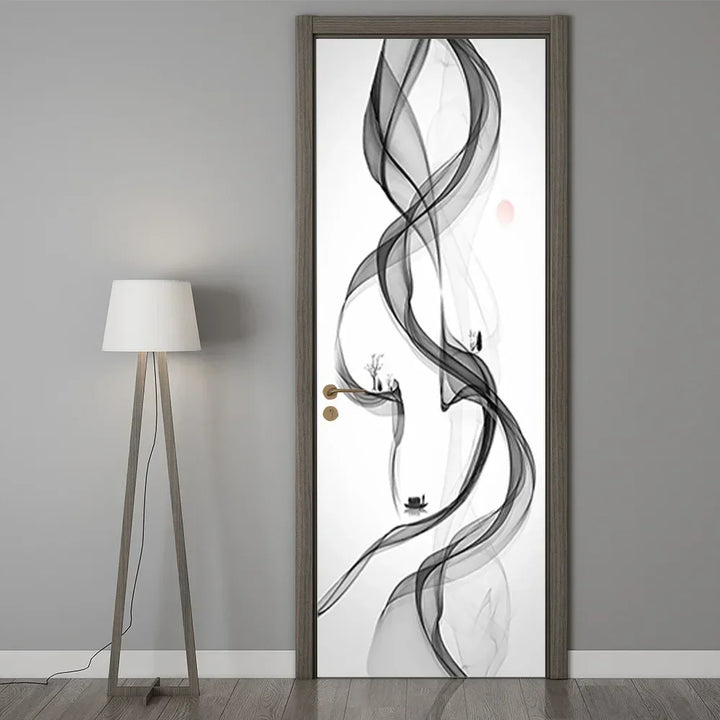 Modern Abstract Pearl Geometric Door Sticker Mural Removable PVC Vinyl Peel N Stick Wall Art Mural Sticker for Indoor Doors Creative DIY Home Deco | Skanto