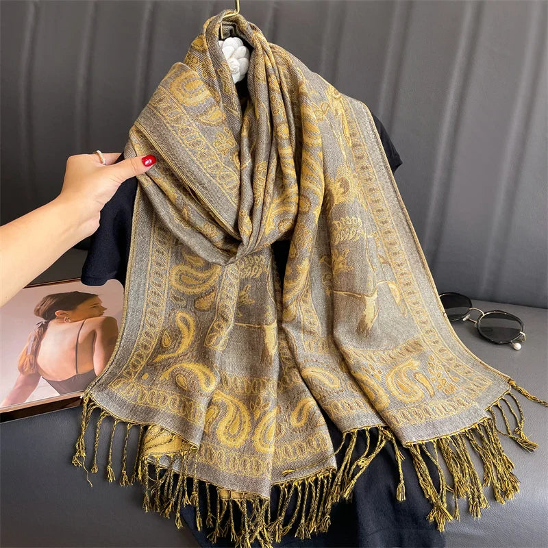 Skanto | Élégancea | Dame skjerf | Cashmere følelse | 70 × 190 cm | Luksus trykk & varm
