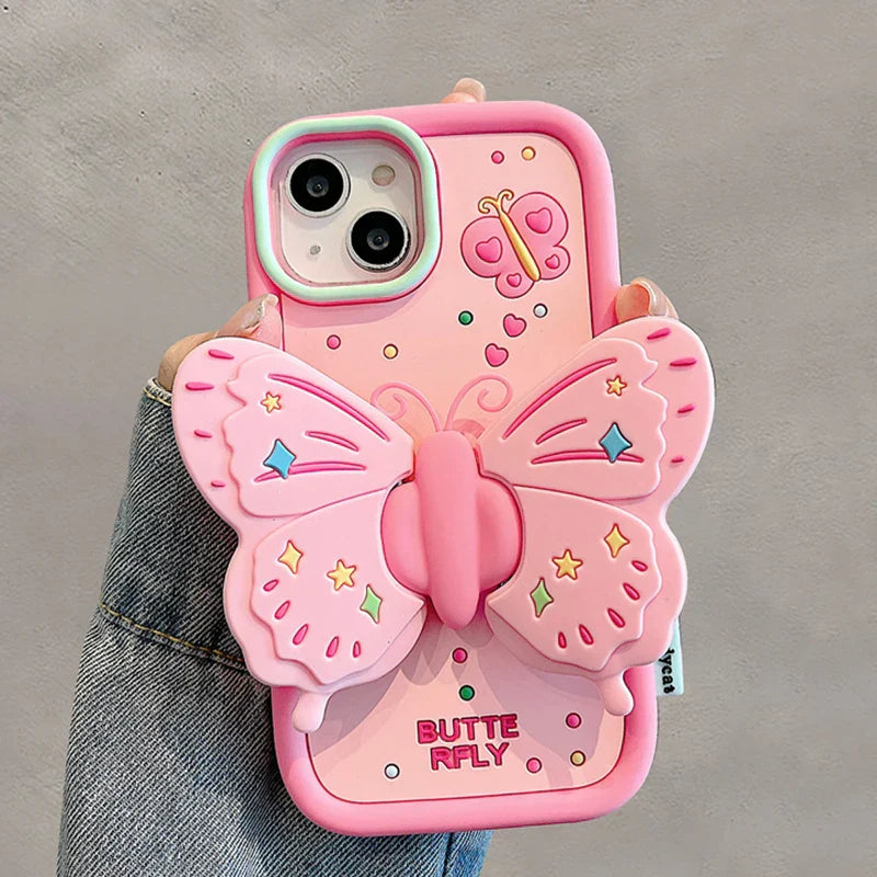 Skanto | Nydelig 3D Faltet Sommerfugl Støtsikker iPhone Etui