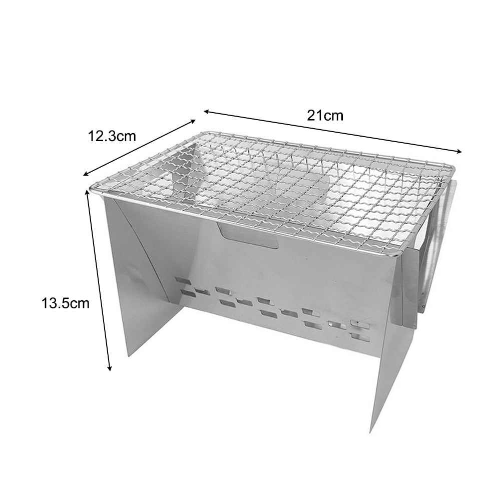 Skanto | Rustfritt Stål Bærbar Sammenleggbar Camping Mini Grill