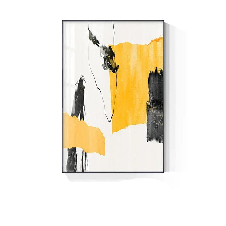 Colorful Minimalist Abstract Wall Art Fine Art Canvas Prints Orange Yellow Black Beige Pictures for Living Room Dining Room Nordic Home Decor | Skanto