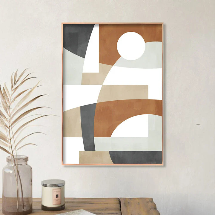 Geometric Abstract Color Block Wall Art Fine Art Canvas Prints Neutral Colors Pictures for Living Room Dining Room Home Office Decor | Skanto