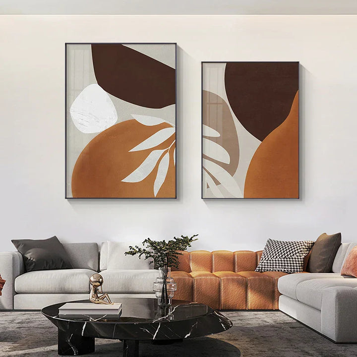 Modern Abstract Earthy Tones Geometric Wall Art Fine Art Canvas Prints Pictures for Living Room Dining Room Modern Home Decor | Skanto