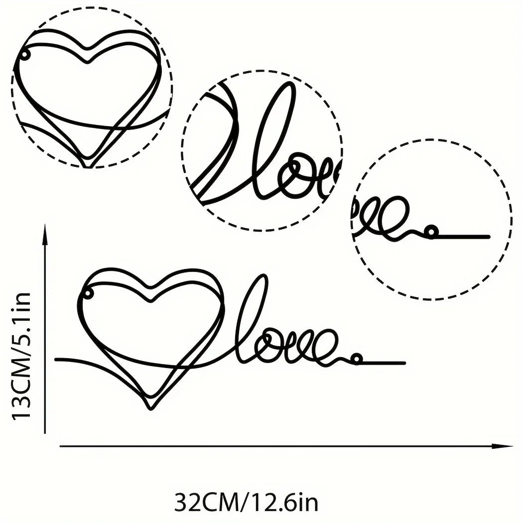 Metal Love Heart 3D Wall Decor for Bedroom Living Room Cute Modern Home Art Decor | Skanto