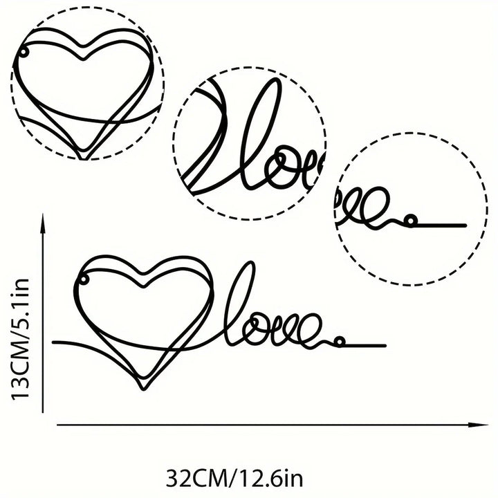 Metal Love Heart 3D Wall Decor for Bedroom Living Room Cute Modern Home Art Decor | Skanto