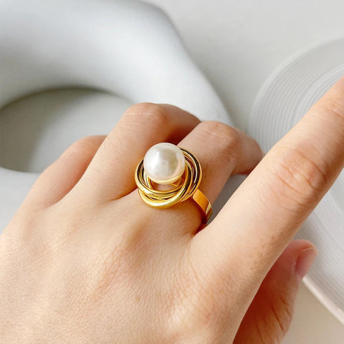 Skanto | 18k Klassisk Utsagn Dual Disc Perle Ring