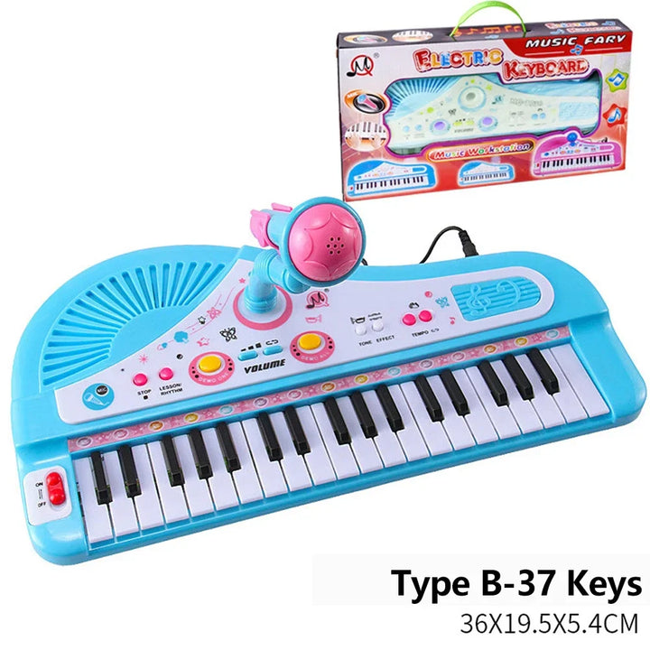 Chriyungel Barn Elektronisk Piano Tastatur med Mikrofon - Musikkleketøy Gave for Nybegynnere fra 3 år+, Bærbar og USB Oppladbar