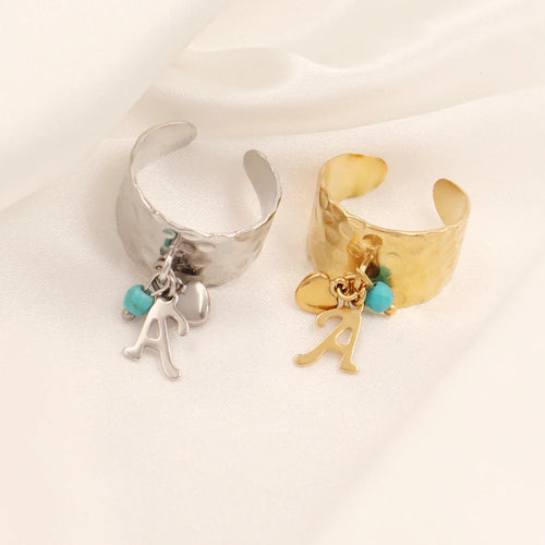 Skanto | Dainty Justerbar Bokstav Initial & Hjerte Vedhengt Ring
