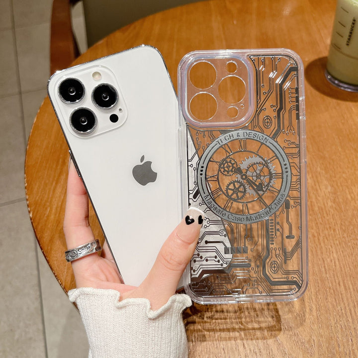 Skanto | Gjennomsiktig Mekanisk Klokke Magsafe iPhone Deksel
