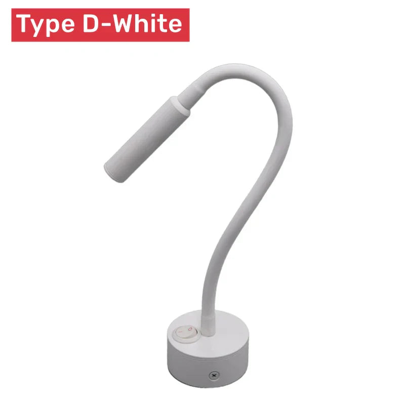Skanto | Moderne Fleksibel LED Leselampe med Bryter for Soverom og Studie - 1W/3W