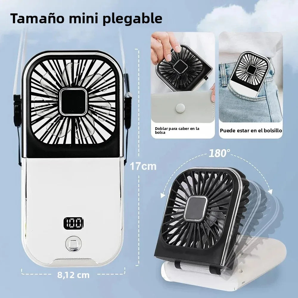 Skanto | Luftigo Mini USB-vifte | Kompakt, oppladbar vifte med digital skjerm og flere vindmodus