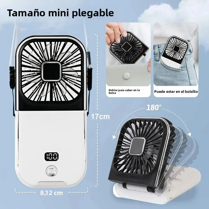 Skanto | Luftigo Mini USB-vifte | Kompakt, oppladbar vifte med digital skjerm og flere vindmodus