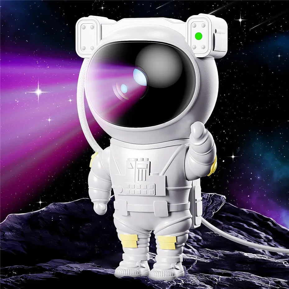 Astronaut Nattlys Prosjektor – LED Stjernehimmel Prosjektor for Barnerom, Beroligende Nattlys med Galakse- og Romprojeksjon, Dimbar og Justerbar | Skanto