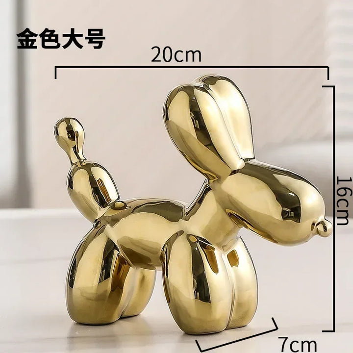 Skanto | Nordisk Keramisk Ballonghund Skulptur Gull Dyre Dekorasjoner Statue Stue Ornament Kreativ Skrivebord Ornament Hjem Dekor