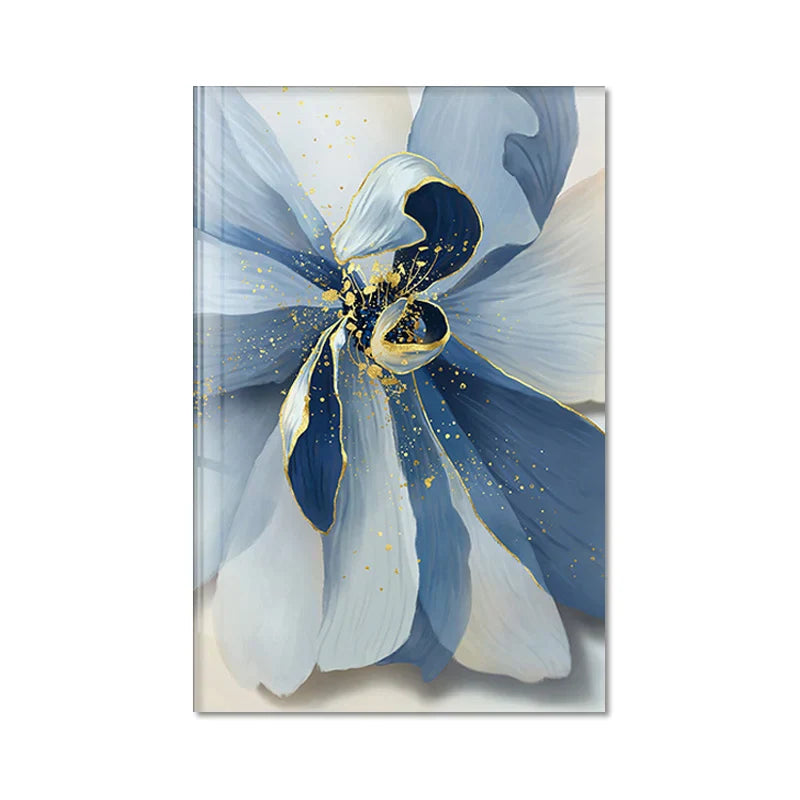 Big Blue Petal Floral Wall Art Fine Art Canvas Prints Modern Botanical Abstract Pictures For Living Room Bedroom Dining Room Art Decor | Skanto