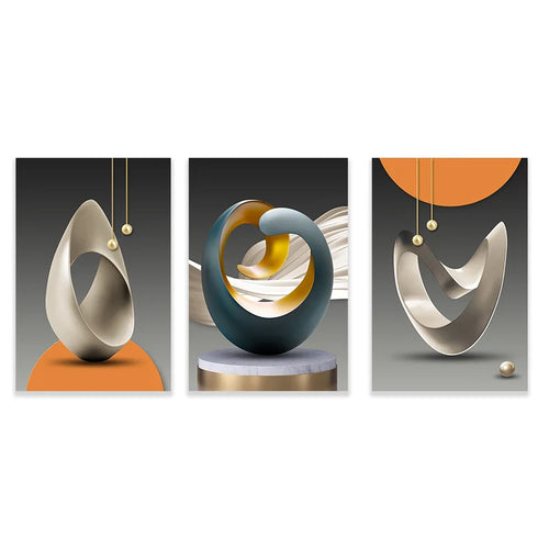 3-Piece Modern Aesthetic Abstract Still Life Wall Art Fine Art Canvas Prints Pictures for Luxury Loft Apartment Living Room Dining Room Art Decor | Skanto