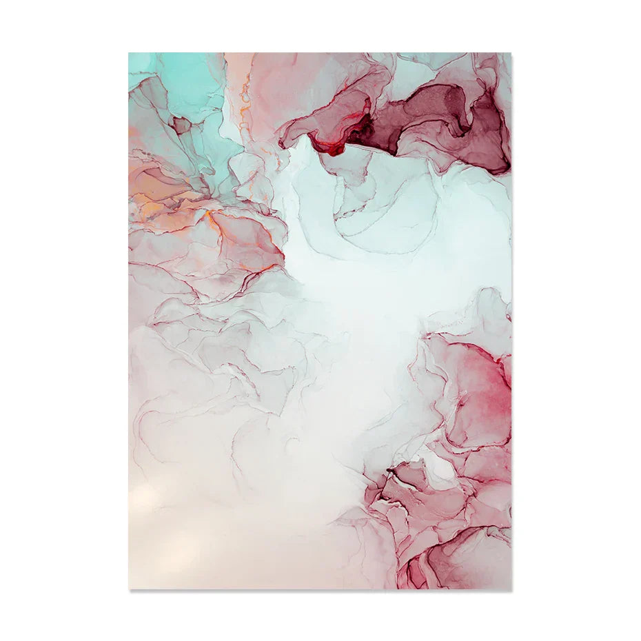 Abstract Minimalist Pink Ink Marble Print Wall Art Fine Art Canvas Prints Pictures For Living Room Bedroom Hotel Room Art Decor | Skanto
