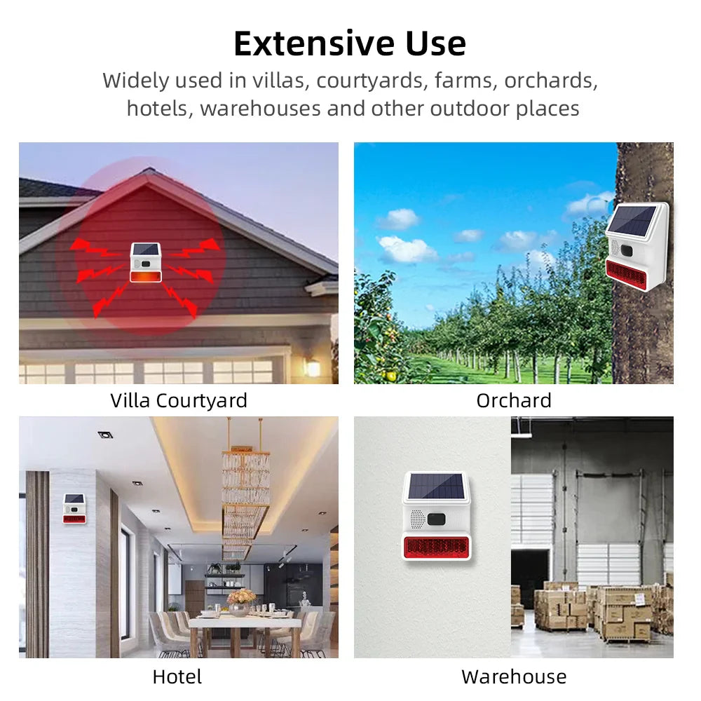 Norvo | Solar-External Siren Securon 433S | 433 MHz Trådløs Alarmmodul med Lys & Lyd | For GSM/WiFi Alarmsystemer | Solcelledrevet & Værbestandig