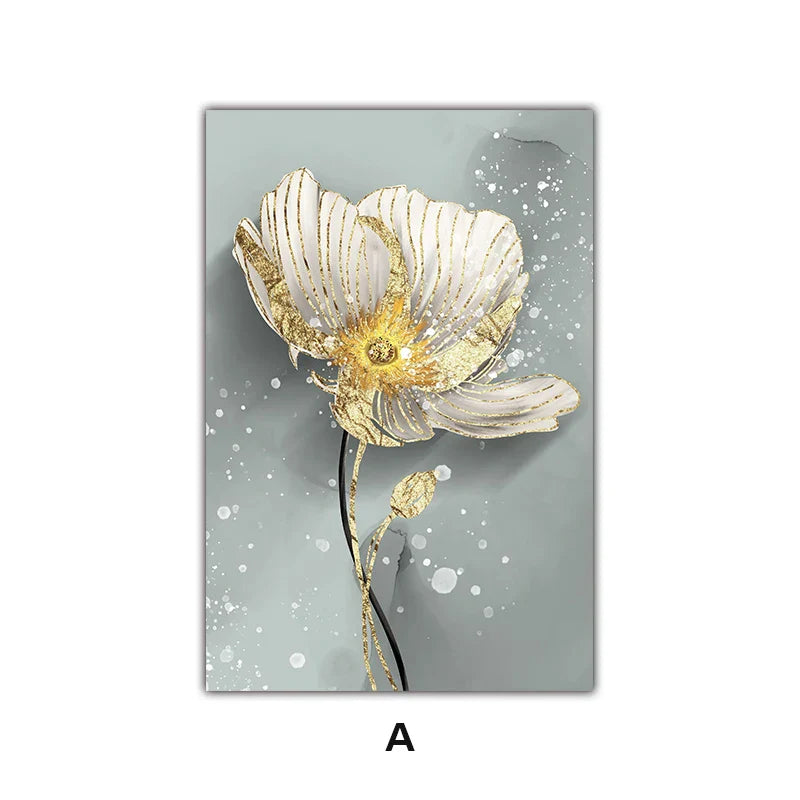 Modern Abstract Painting Splash Flowers Wall Art Fine Art Canvas Prints Posters Elegant Botanical Pictures For Living Room Decor | Skanto