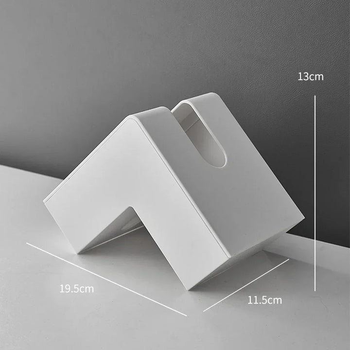 Minimalist Abstract L-Shaped Sculpted Tissue Box for Living Room Coffee Table Kitchen Counter Desk Nordic Style Home Decor | Skanto