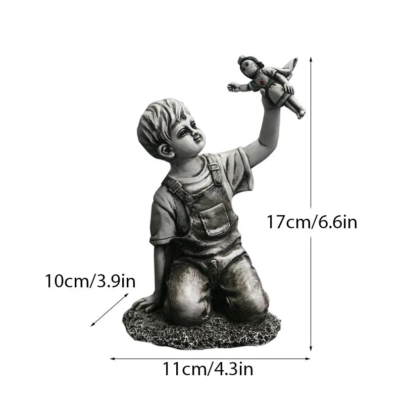 Skanto | Dropshipping Banksy Skulptur Kolleksjon Blomst Kastende Statue Pop Kunst Moderne Ballongjente Figur Kontor Hjem Dekorasjon