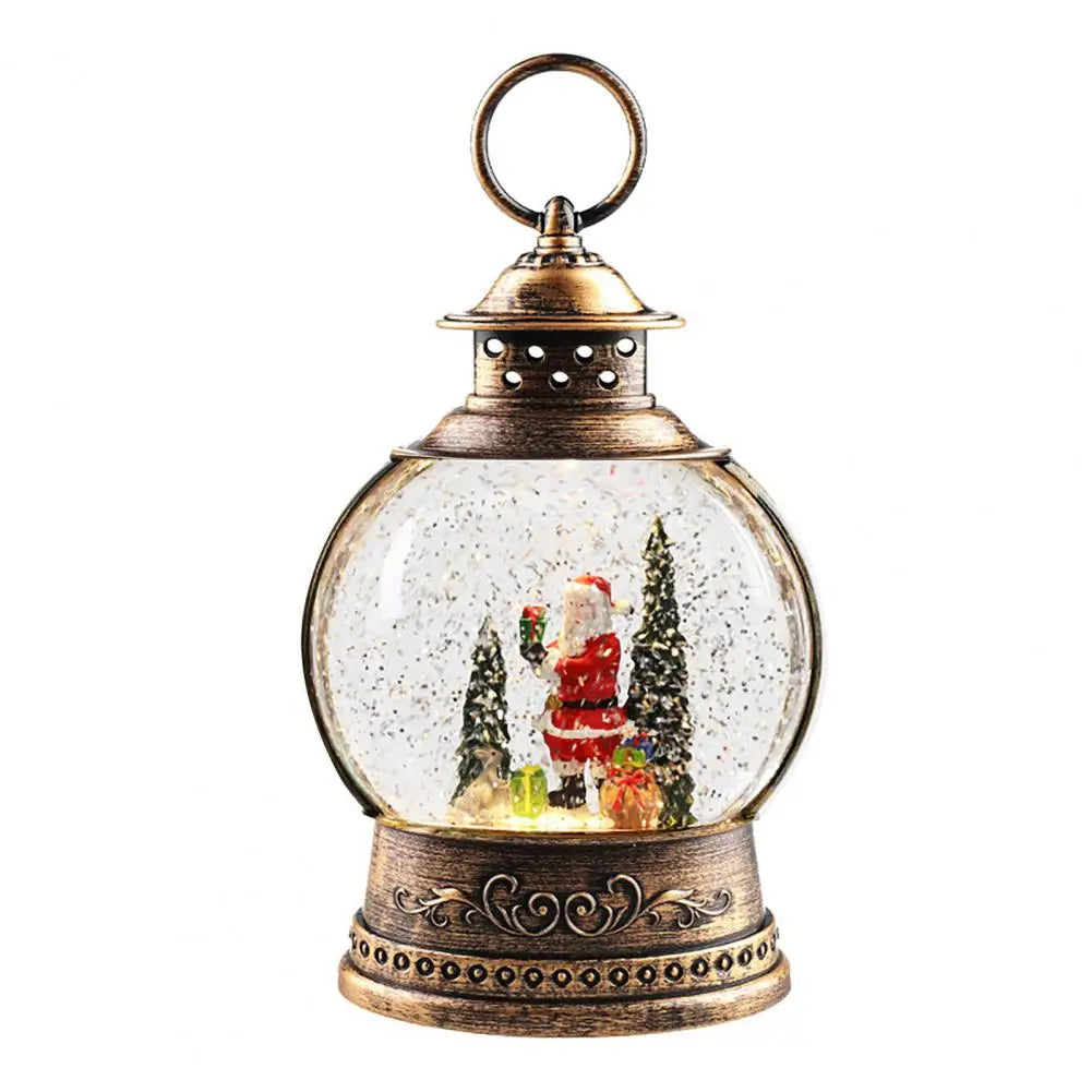 Norvo | Lunavera Jule Snøglobe Lanterne | Musikkboks med LED Lys & Glitter | Vintage Gull Design | USB & Batteridrevet | 21–26 cm