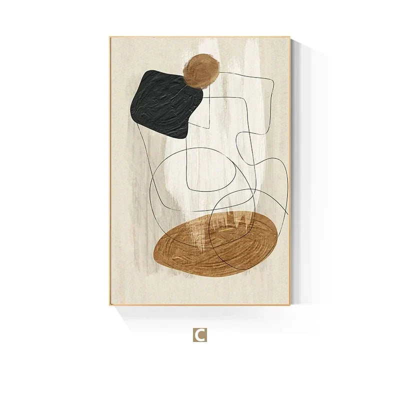 Skandinavisk Abstract Form Line & Shape Wall Art Fine Art Canvas Prints Neutral Color Palette Pictures For Modern Living Room Decor | Skanto