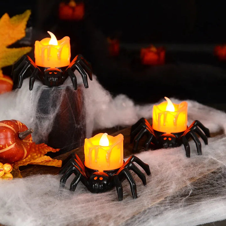 Skanto | ️Halloween Edderkopp Te-lys Spooky Elektrisk Flakkende Kunstige Lys