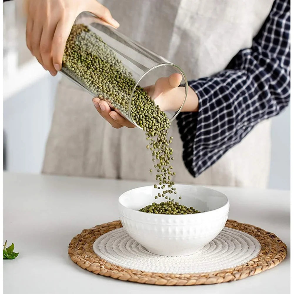 PureVorrat Glass Container Set – Oppbevaringskrukker med Trellokk | Tett og Stilfull | Moderne Kjøkkenoppbevaring | Skanto