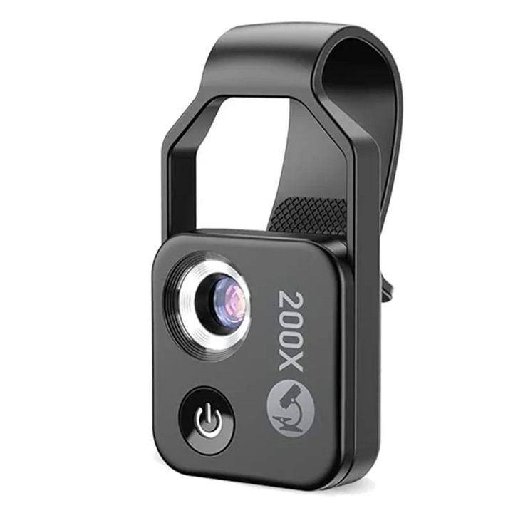 Skanto | MicroZoom Clip-On Telefon Mikroskop – 200x Forstørrelseslinse med LED Lys