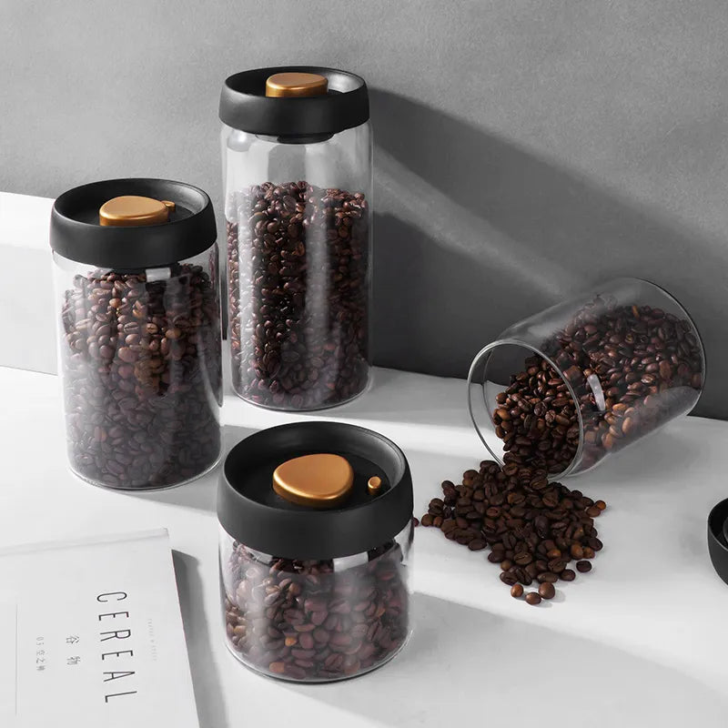 Skanto | GIANXI Vakuumforseglet Kanne, Kaffe Bønner, Glass, Lukket Beholder, Mat, Korn, Søtsaker, Ferskbevaringsbeholder, Kjøkkenutstyr