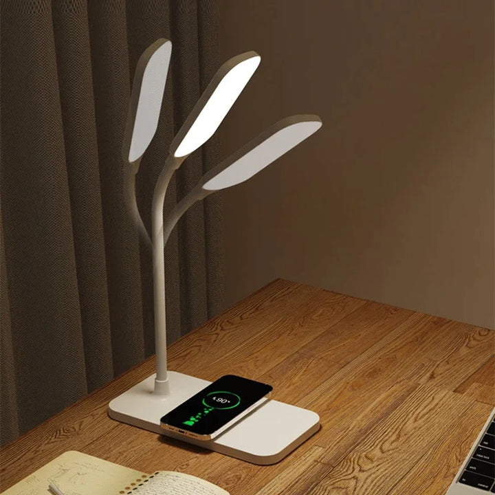 Skanto | Velura LightDock LED Skrivebordslampe | Med Trådløs Lader & USB Port | Berøringsdimming & Øyenvennlig | Moderne