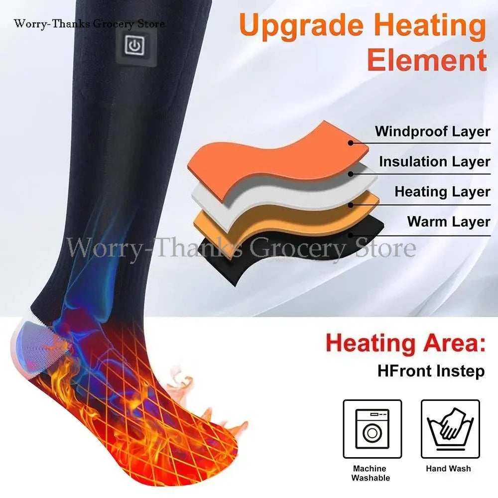 Skanto | HeatWear Oppladbare Sokker med Batteriboks | Elektriske Varme Sokker for Kvinne & Mann | Varme Sokker for Skiing, Vandring & Utendørs