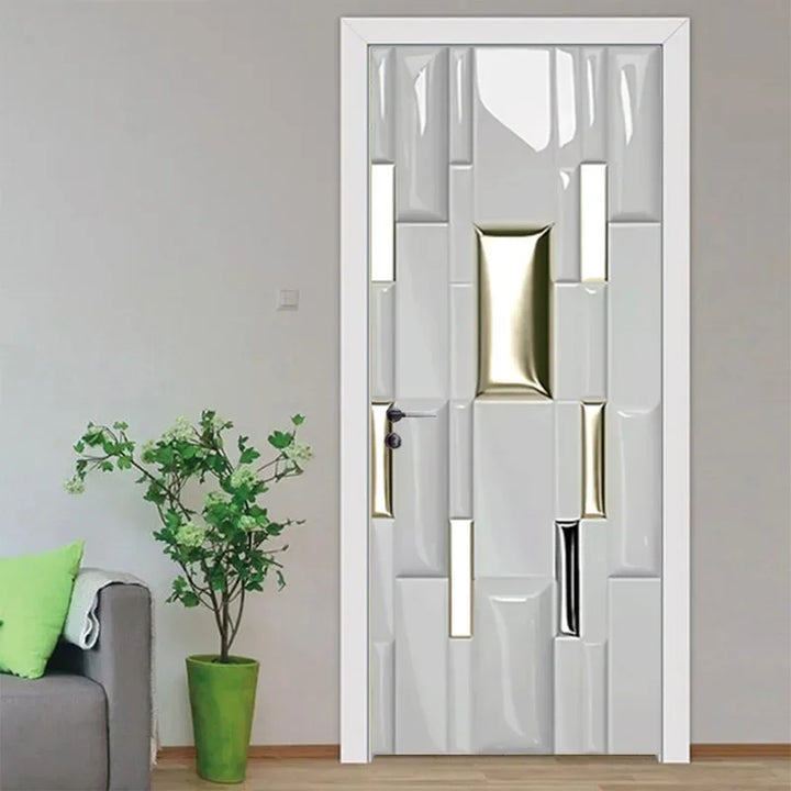 Modern Abstract Pearl Geometric Door Sticker Mural Removable PVC Vinyl Peel N Stick Wall Art Mural Sticker for Indoor Doors Creative DIY Home Deco | Skanto