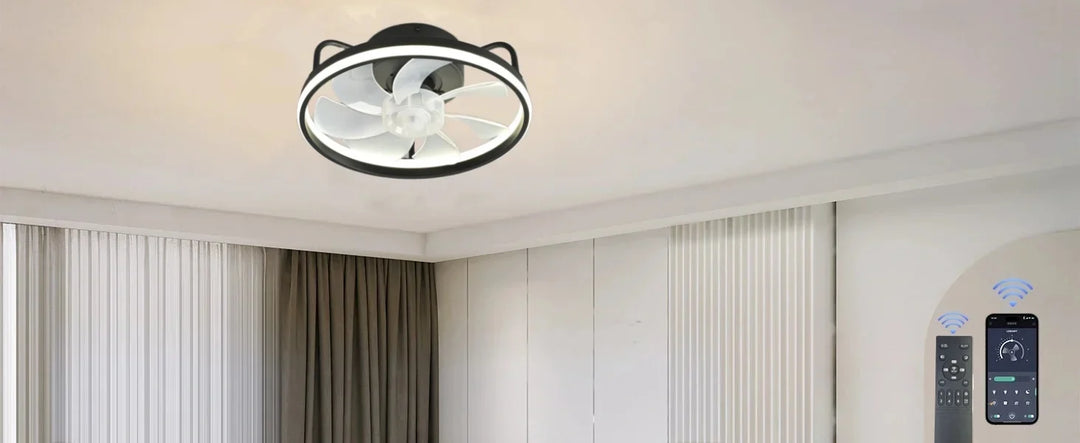 Moderne LED Taklampe Vifte med DC-motor - 6 Hastigheter, Timer, Lav Etasje Loftsvifte, Fjernkontroll Dekorativ Lys | Skanto