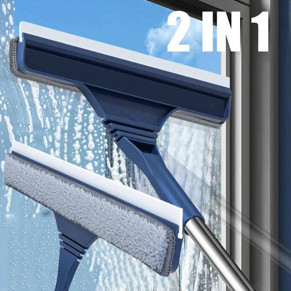 Skanto | FensterFlex 2-i-1 Vindusrenser | Justerbart teleskophåndtak | Klut og microfibermopp | For vinduer, glass og rammer