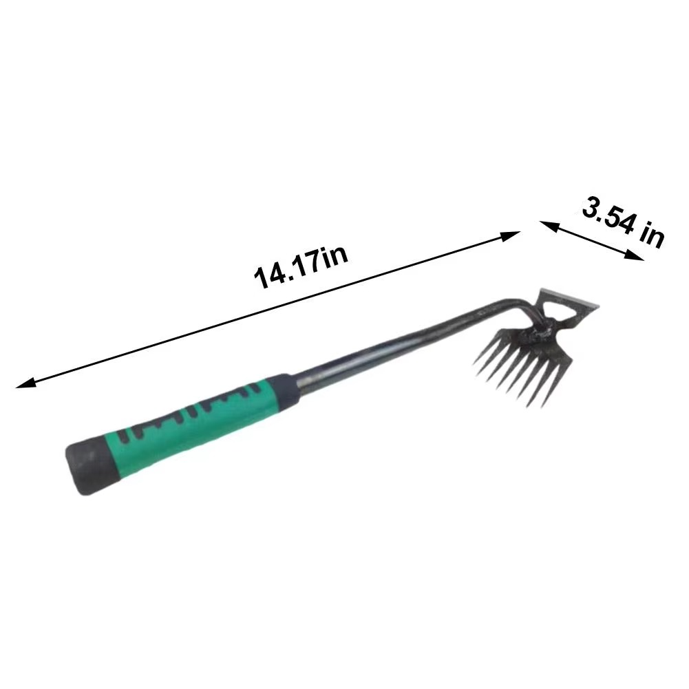 Skanto | Dual-Purpose 8-Tann Manganese Steel Hakkepinn med Halkefritt Gummihåndtak for Luking, Graves, og Jordløsning