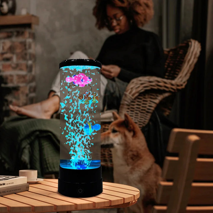 Skanto | Simulert LED Fargerik Stor Boble Fisk Lys Akvarium Tank Usb Natt Lys for Hjem Kontor Soverom Stue