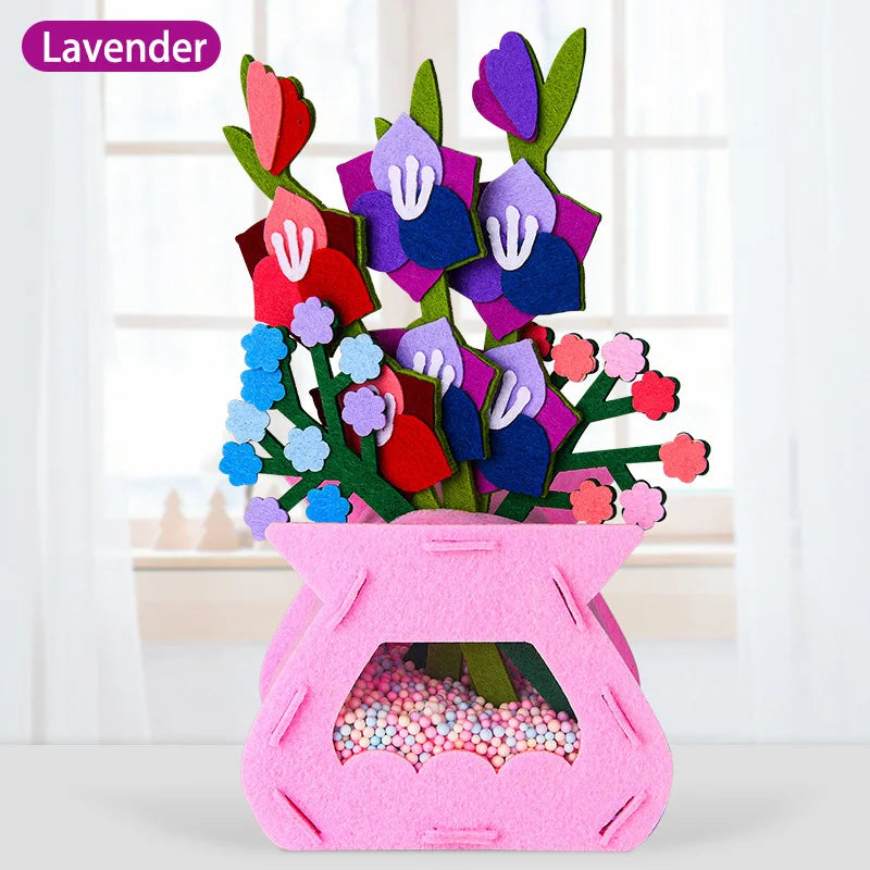 Håndlaget Montessori Blomsterhåndverkssett - DIY Fargerike Blomsterpottelekler for Barn, Kreativ Tidlig Læringsgave