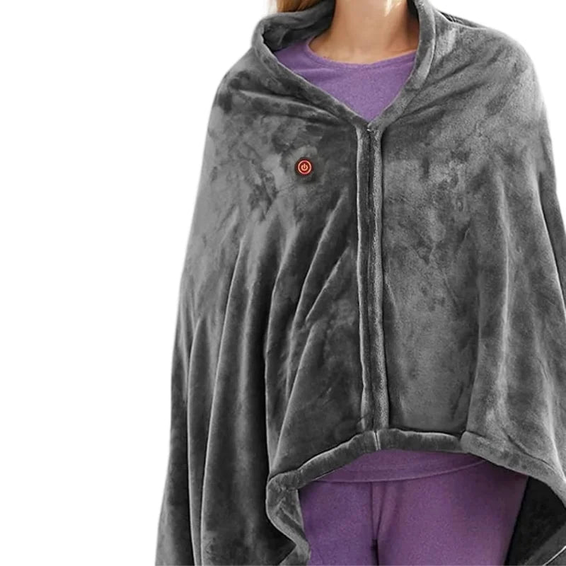 Skanto | CozyTherm Wear USB Oppvarmet Teppe å Bruke | 150 × 85 cm | 3 Temperaturnivåer | Maskinvaskbar & Bærbar