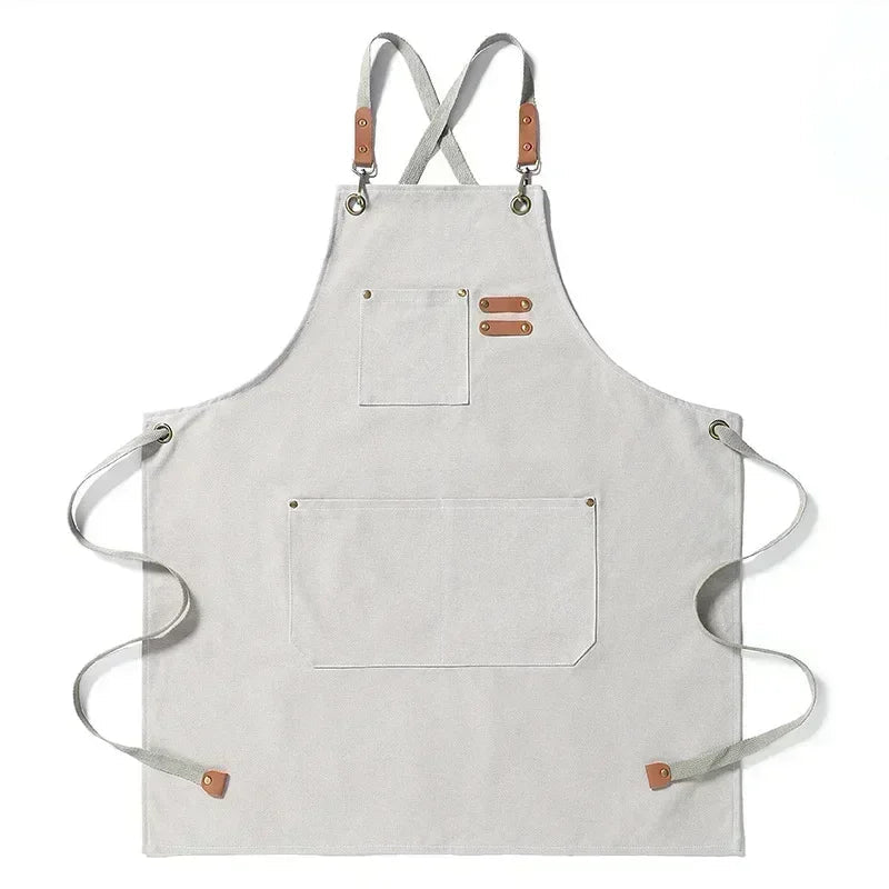Canvas forkle med lommer, justerbart, Unisex | Skanto