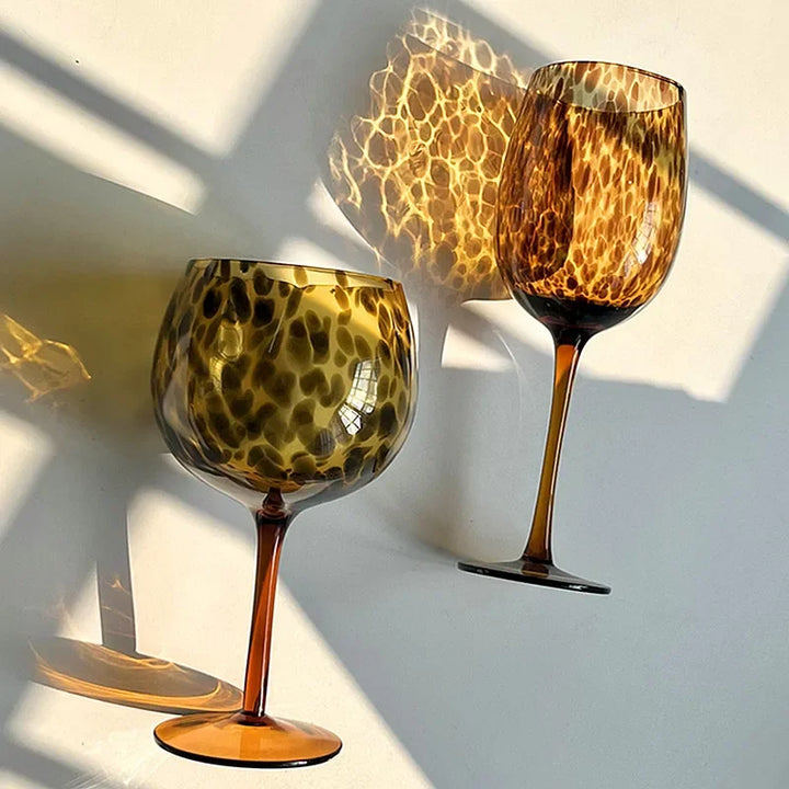 Skanto | Vintage Amber Leopard-Print Vinglass
