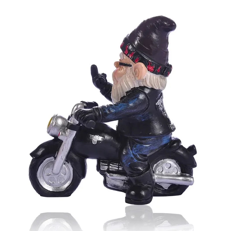 Skanto | Gnome på motorsykkel resinfigur for hage