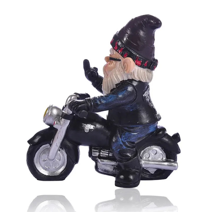 Skanto | Gnome på motorsykkel resinfigur for hage