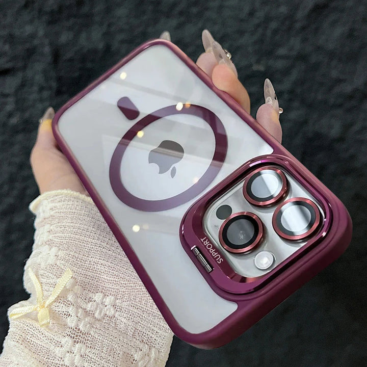 Skanto | Magnetisk Sjokkbestandig Magsafe Mobildeksel Stativ Glass Linsebeskytter Deksel